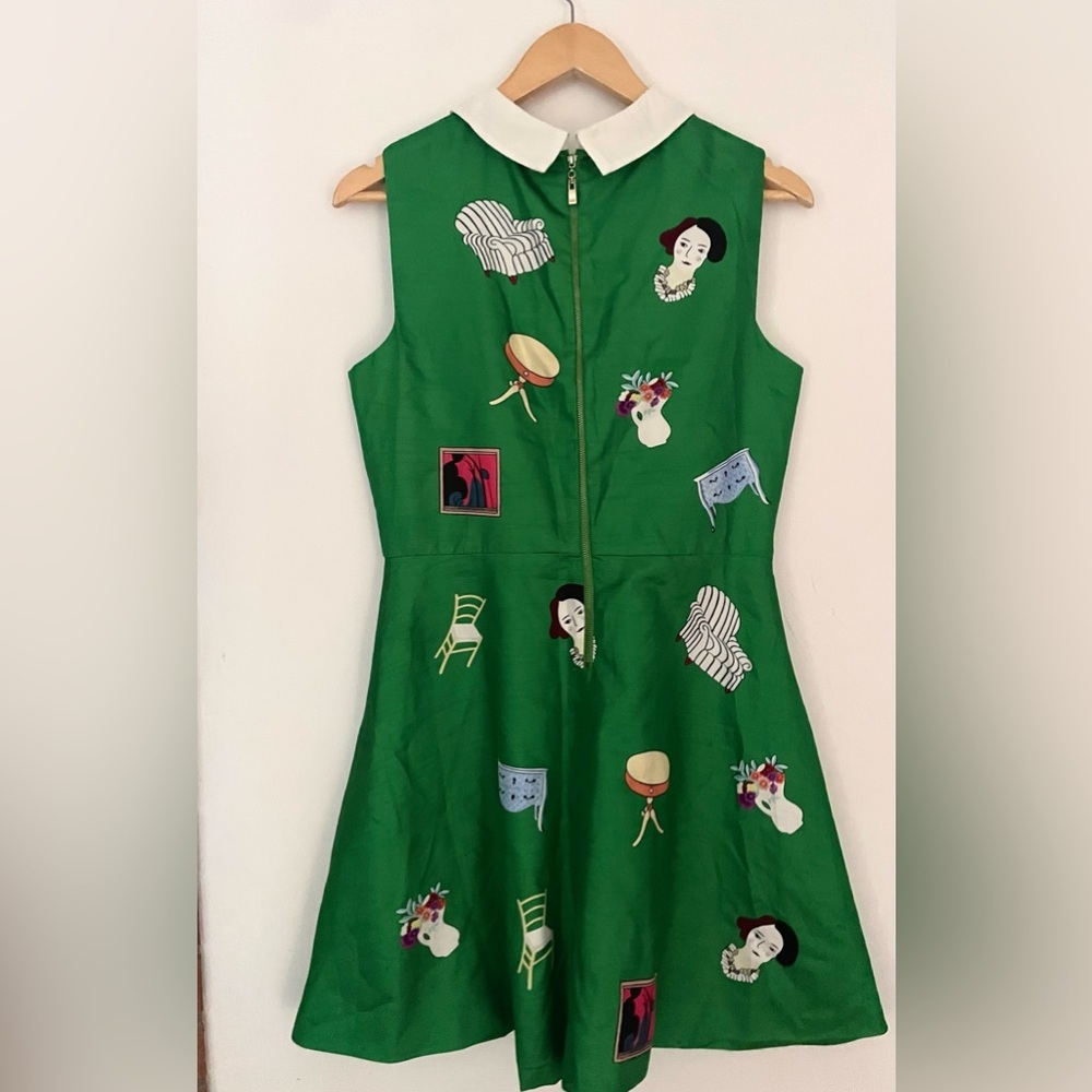 cheloo silk Green Sleeveless Collared Dress art print - Picture 12 of 12